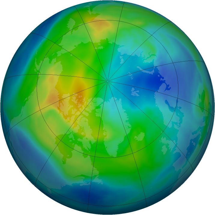Arctic ozone map for 02 November 2005